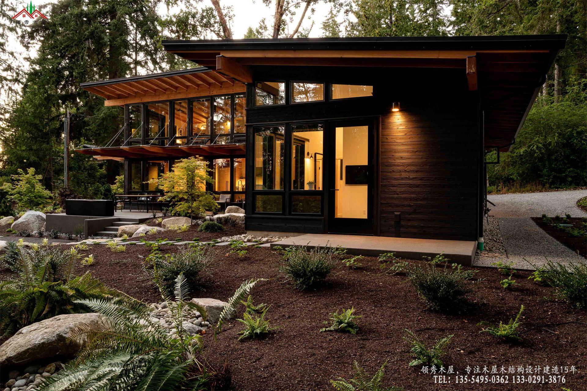 现代森林木屋-夜景02