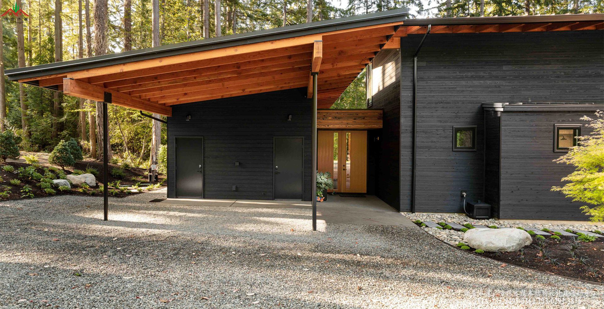 现代森林木屋-入口外景特写