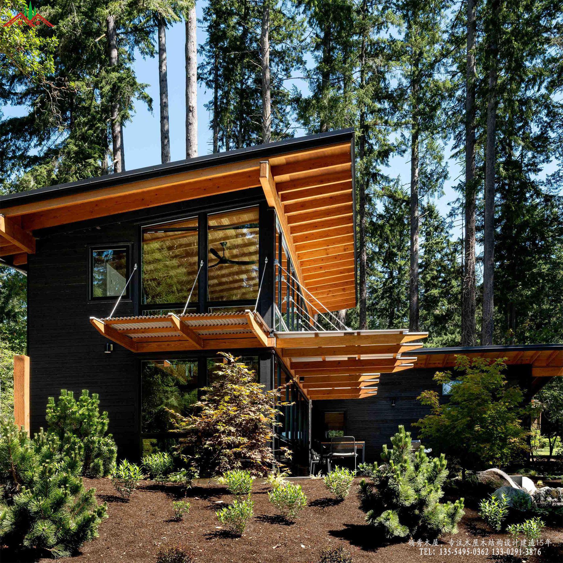 现代森林木屋-外景侧面特写