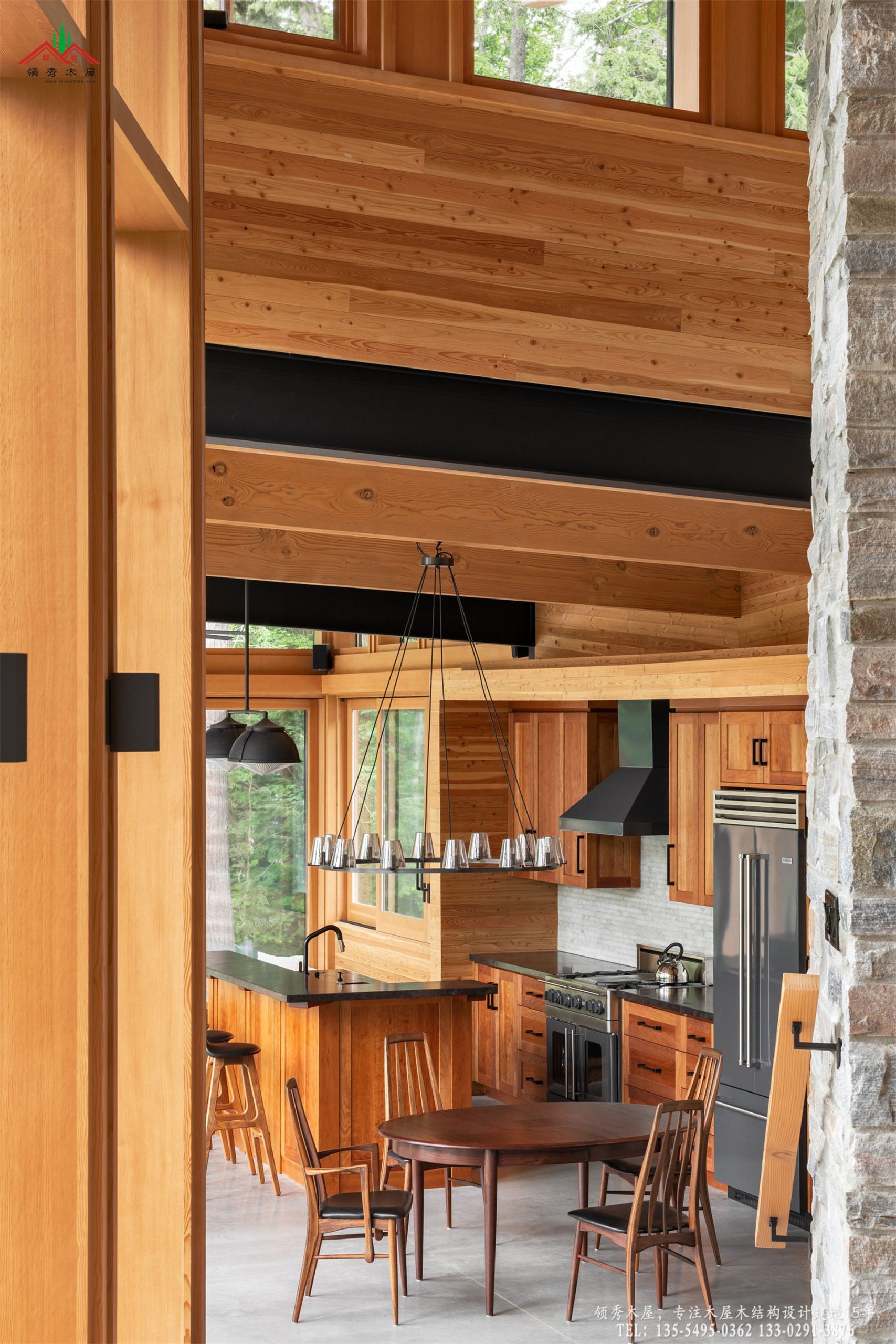 花旗松-现代实木中岛厨房设计细节特写03