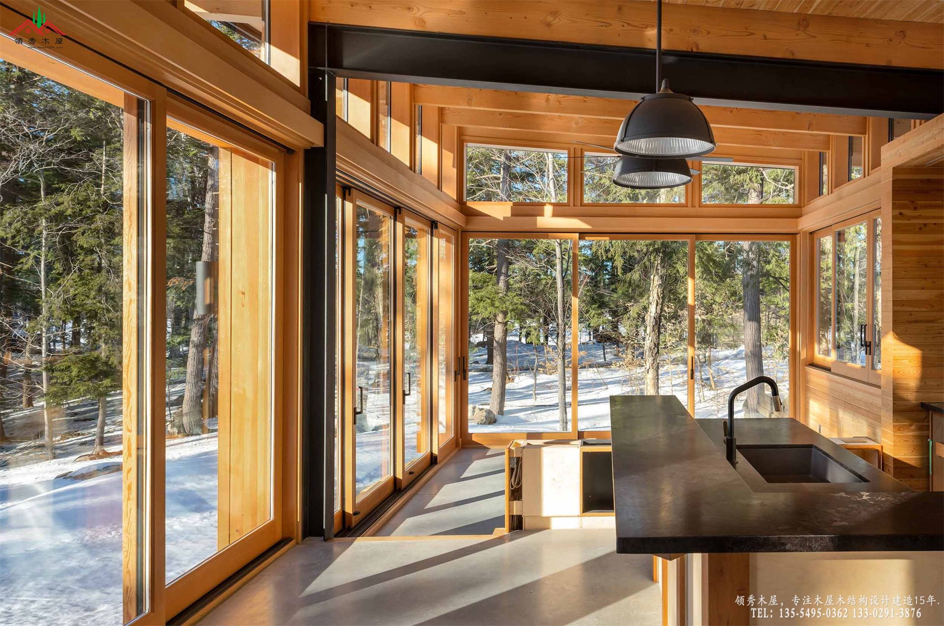 花旗松-现代实木中岛厨房设计细节特写04