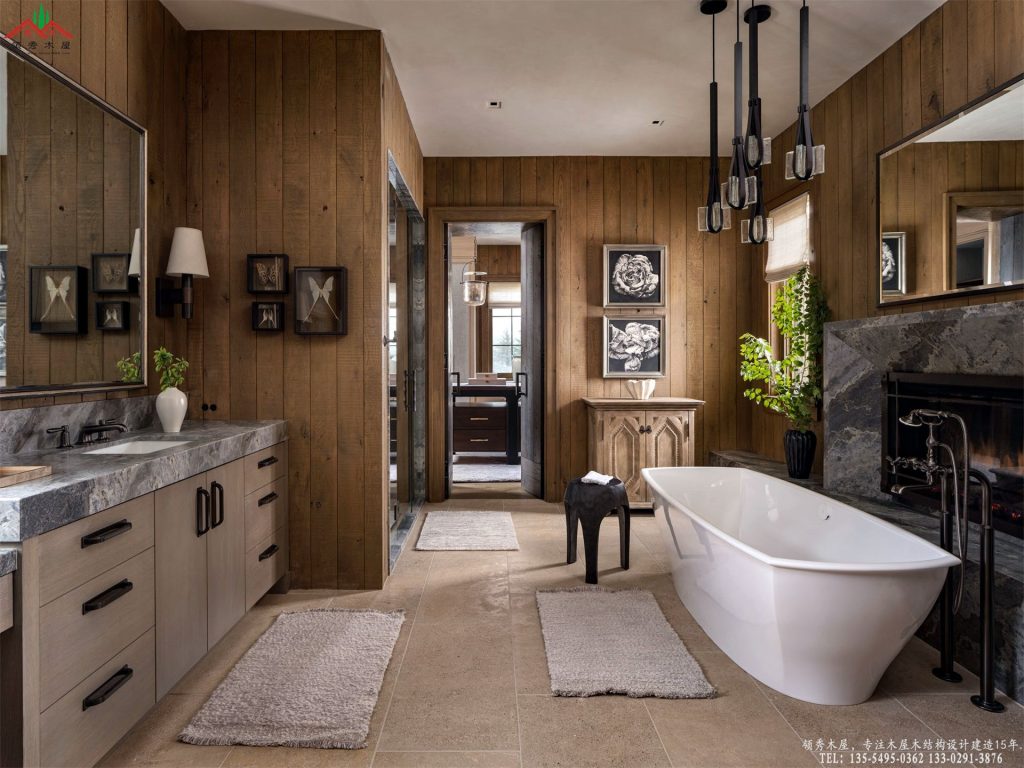 顶级度假重木庄园双台盆与独立浴缸卫浴设计