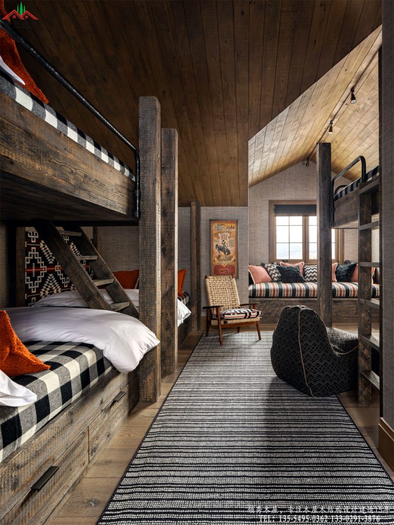 大家族聚会庄园定制实木高低床儿童亲子房