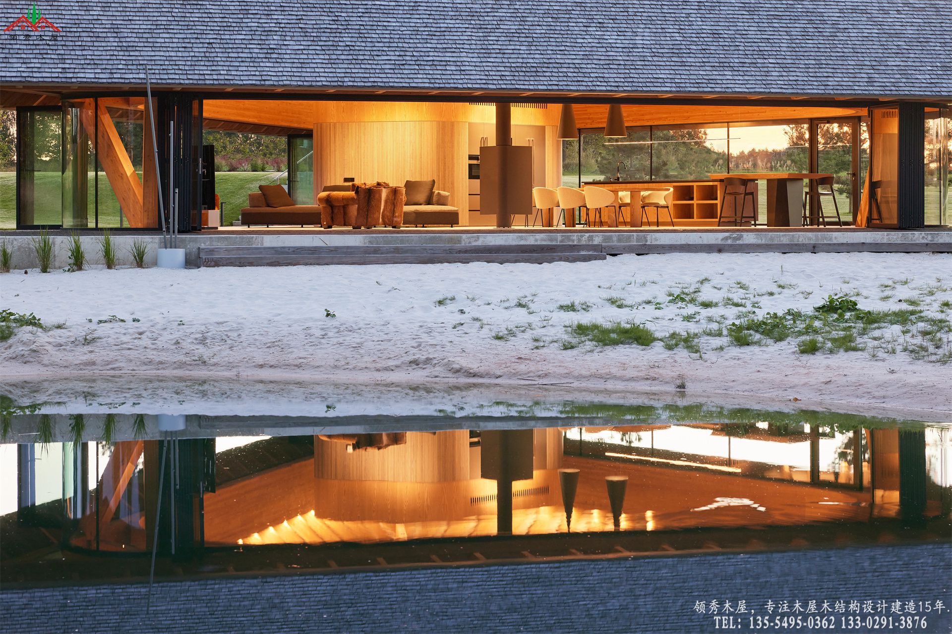 顶奢度假酒店滨水茶室亭-夜景特写03