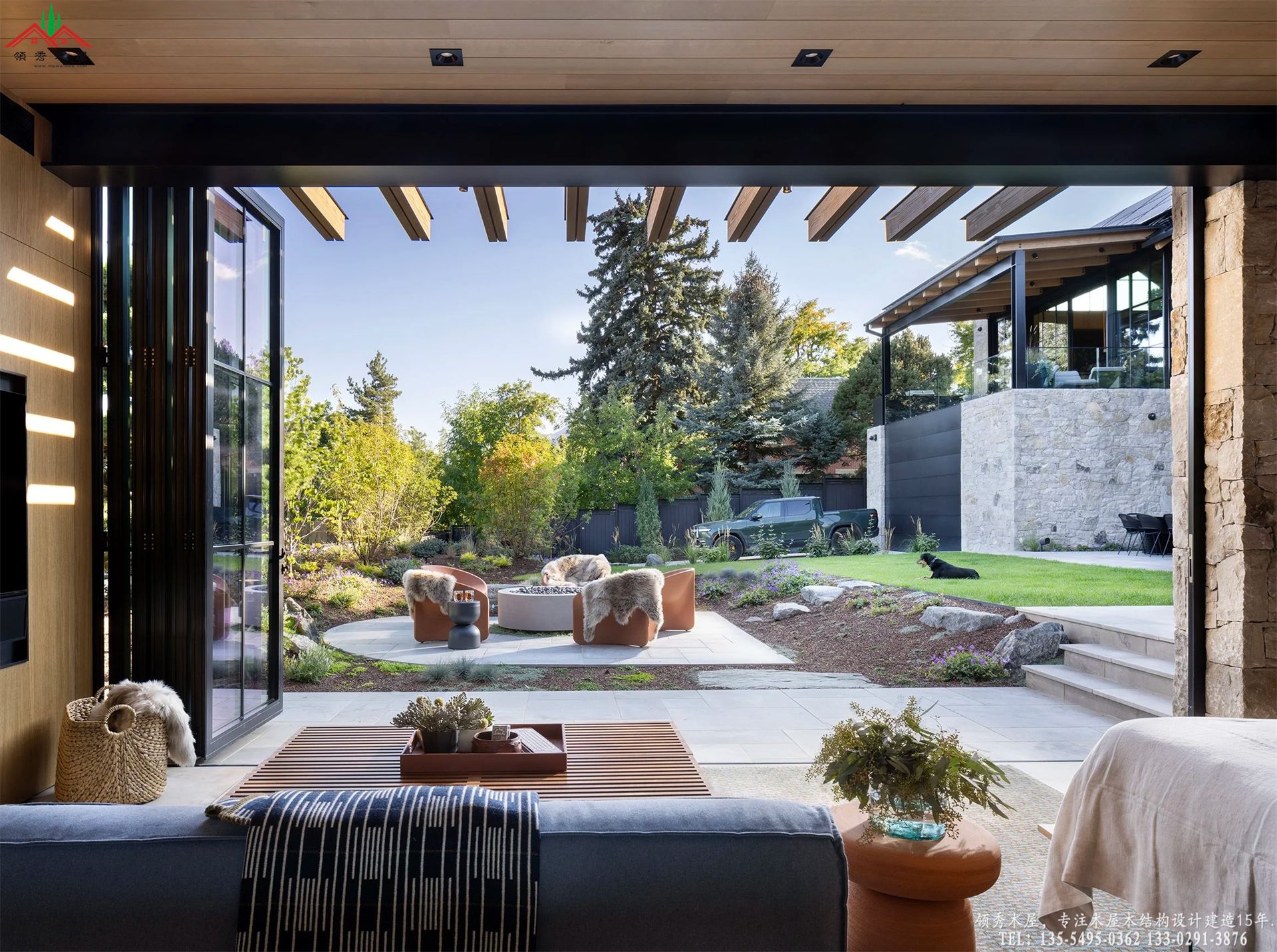 无边界设计野奢木屋会所全景庭院视野