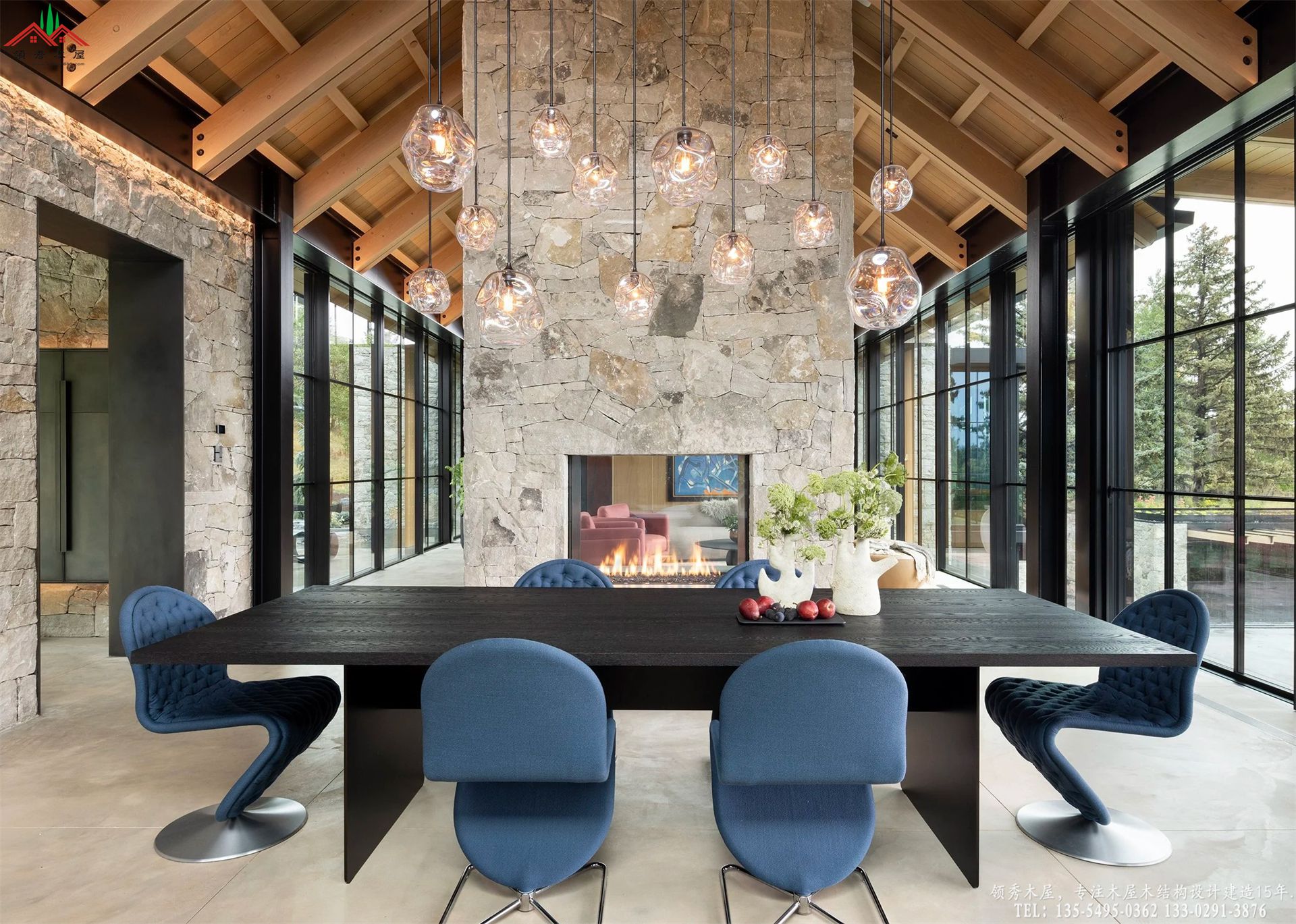 奢华石木会所-餐厅正面特写