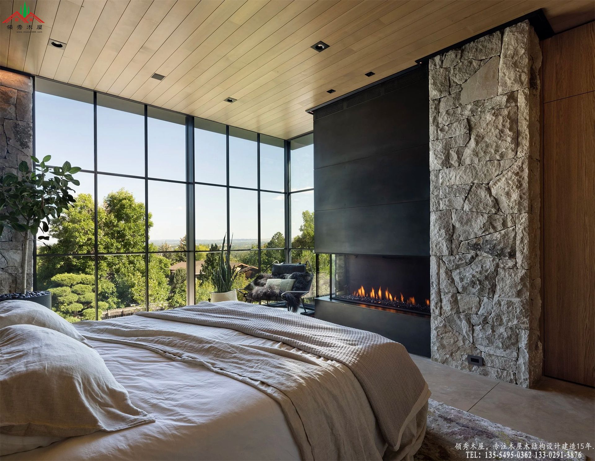 高级度假酒店石木结构全景总统套房