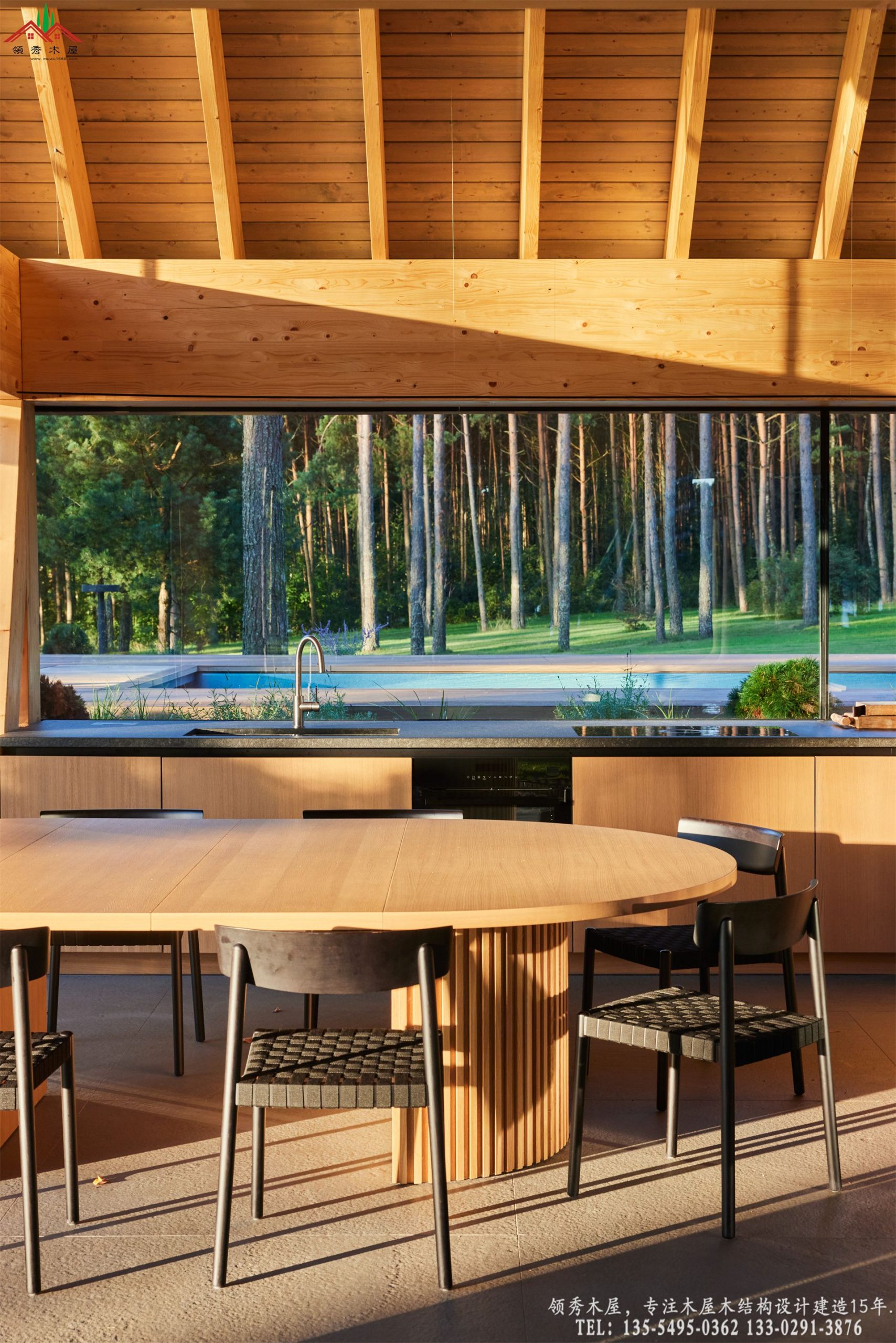 茅草泳池休闲亭内部高端中岛服务吧台-茶水吧台特写04