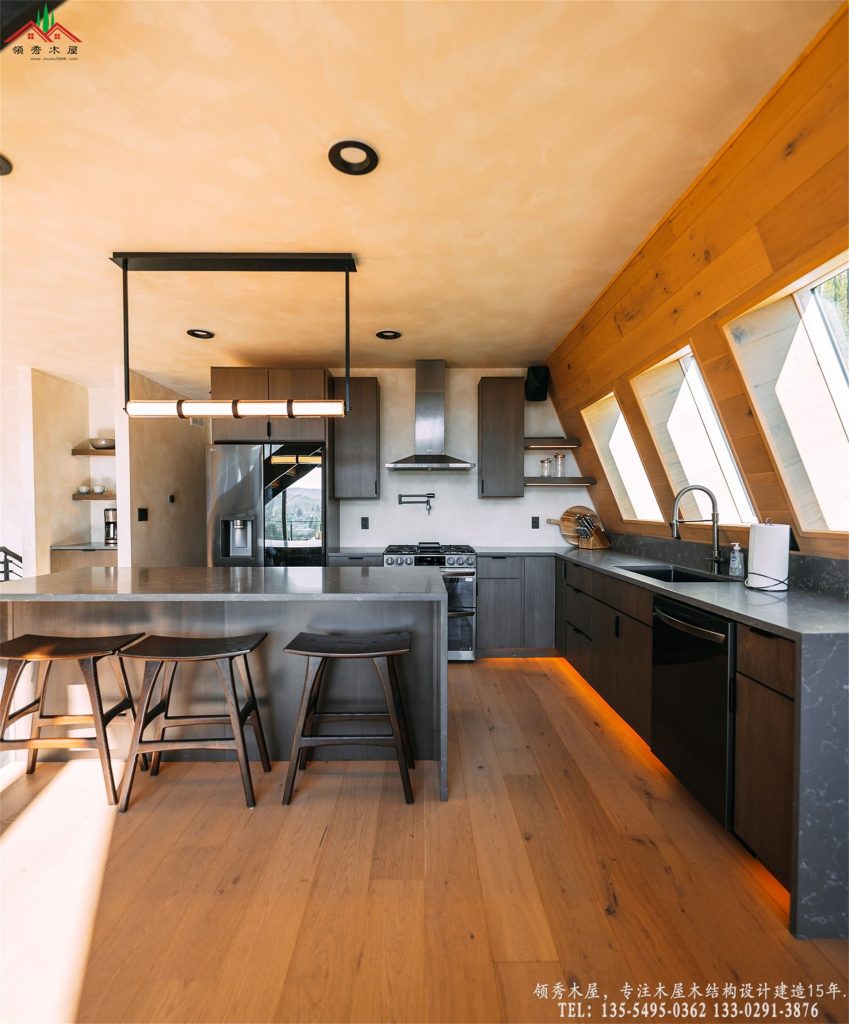 高端野奢木屋定制中岛厨房细节02