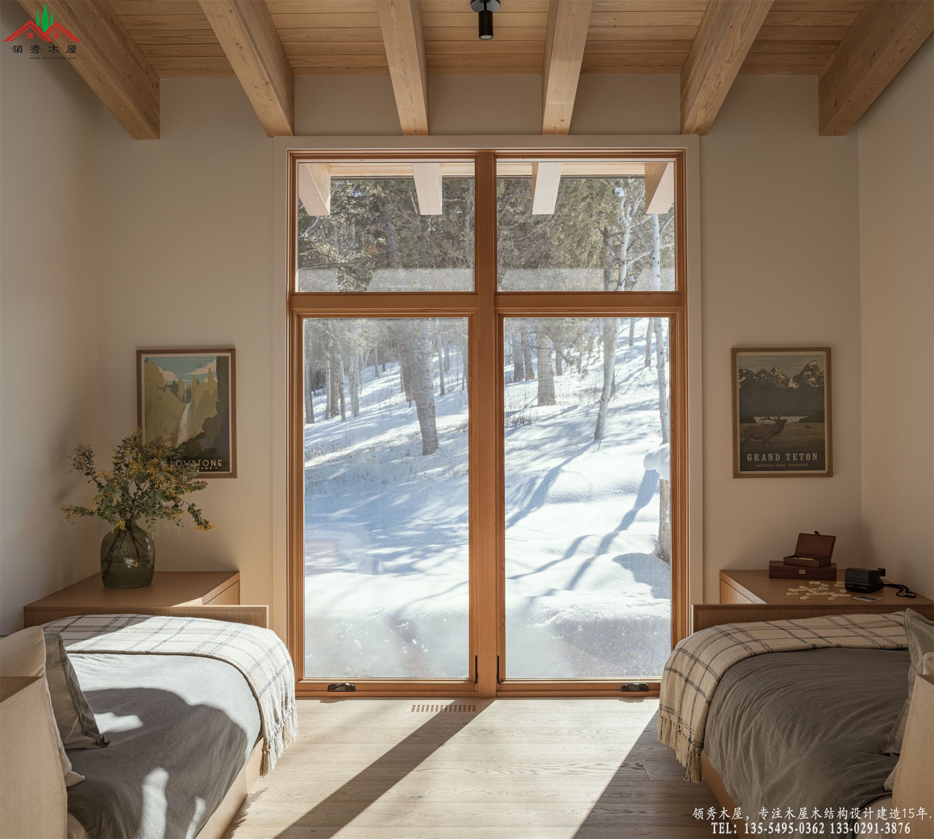 现代山地木屋别墅-双人间卧室特写01