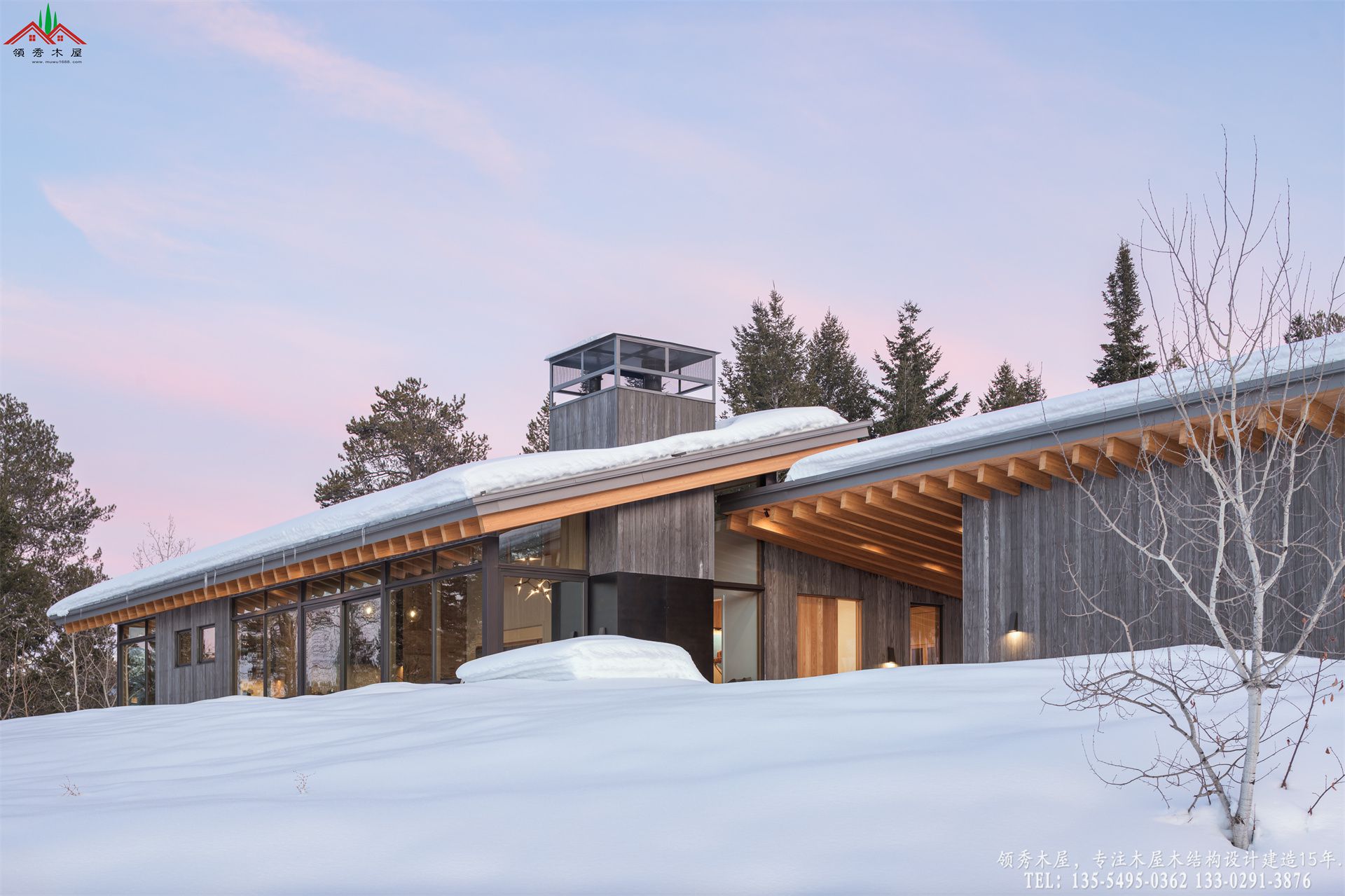 现代山地木屋别墅-雪景外观特写04