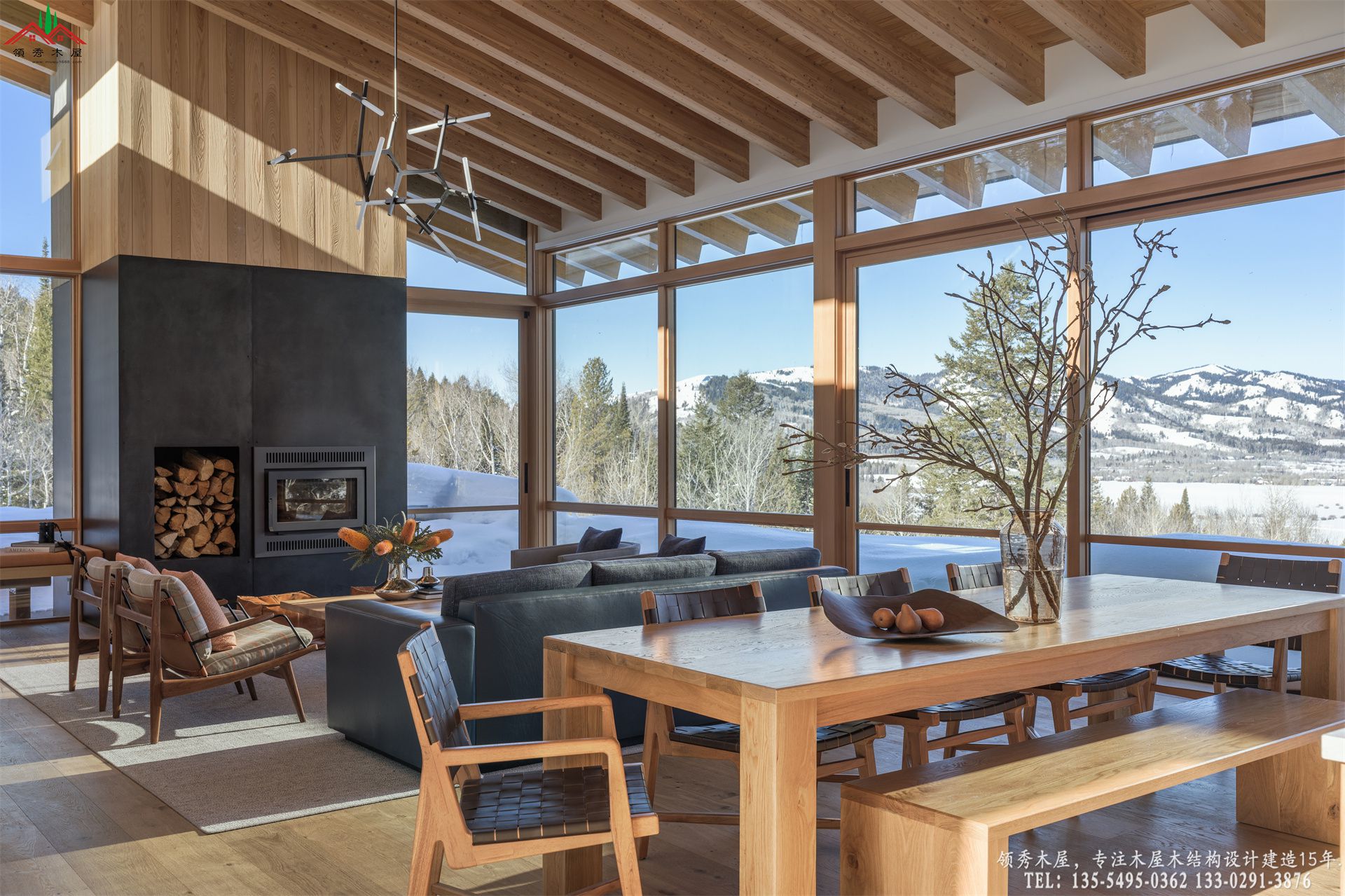 现代山地木屋别墅-餐厅特写01