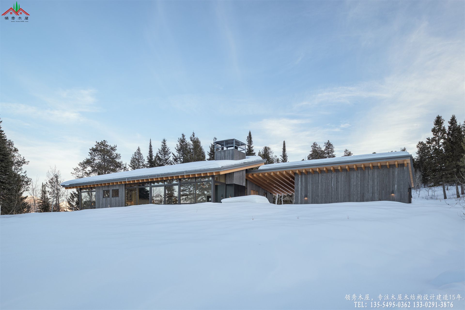 现代山地木屋别墅-雪景外观特写05