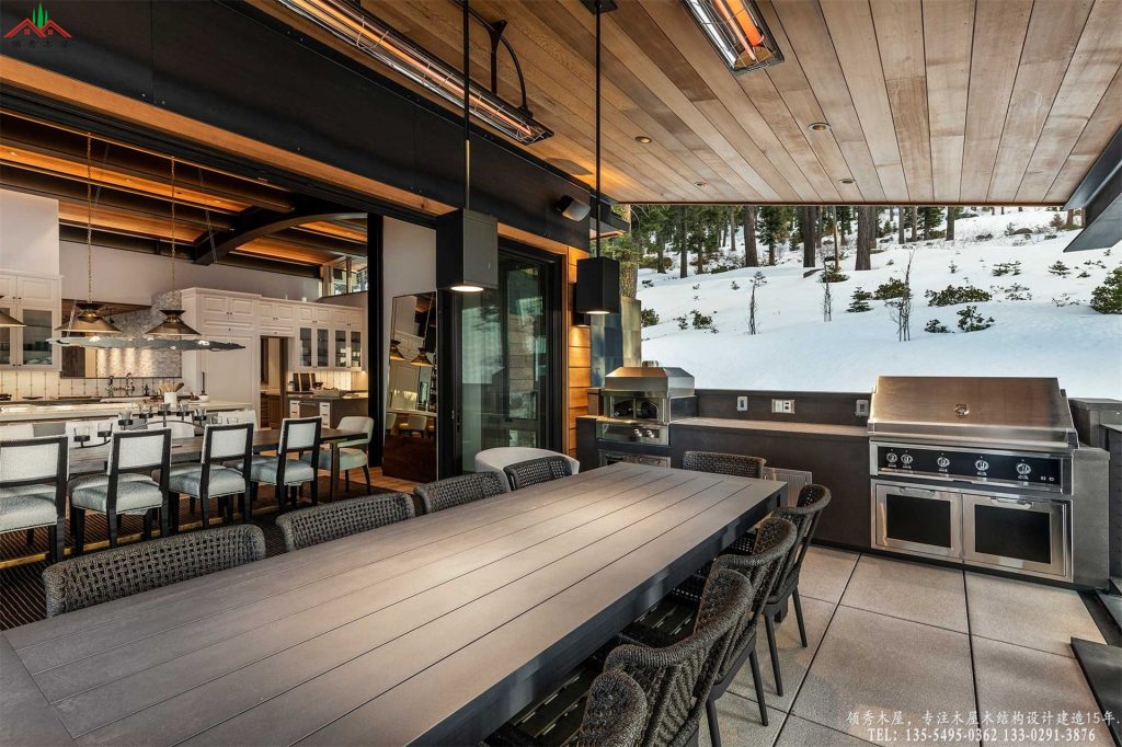 顶级商业木屋会所定制户外专业烧烤台配套
