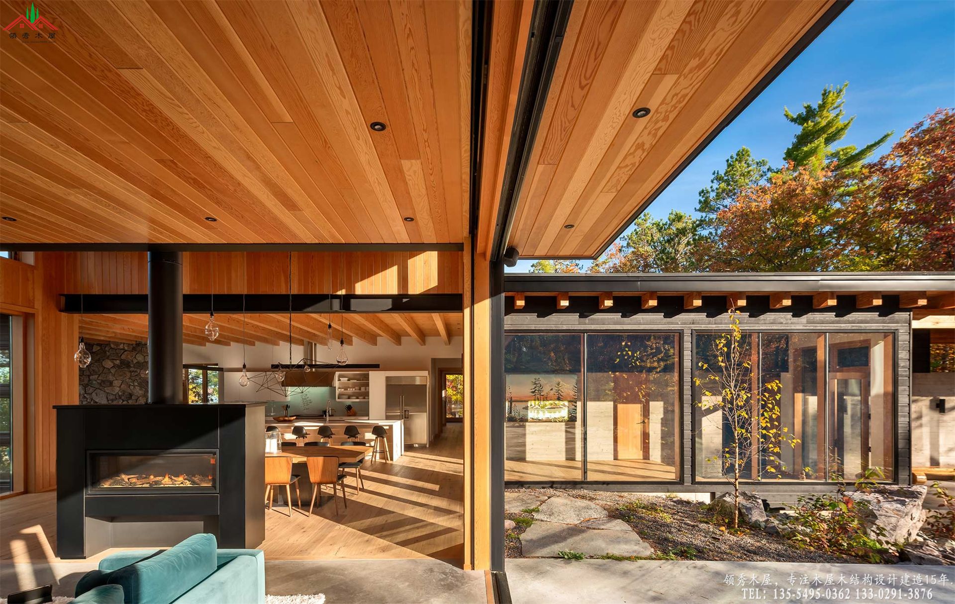 型木结构会所高级全景通透长廊